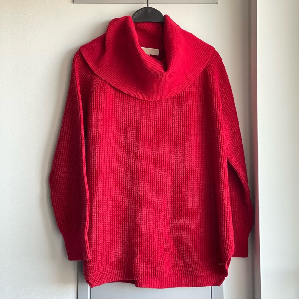 MICHAEL KORS Red Cowl Neck Sweater